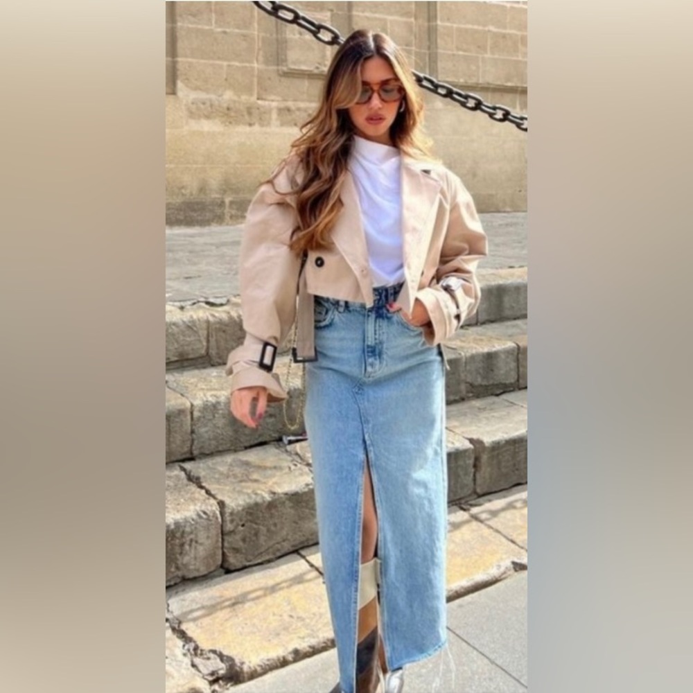 Zara denim maxi skirt